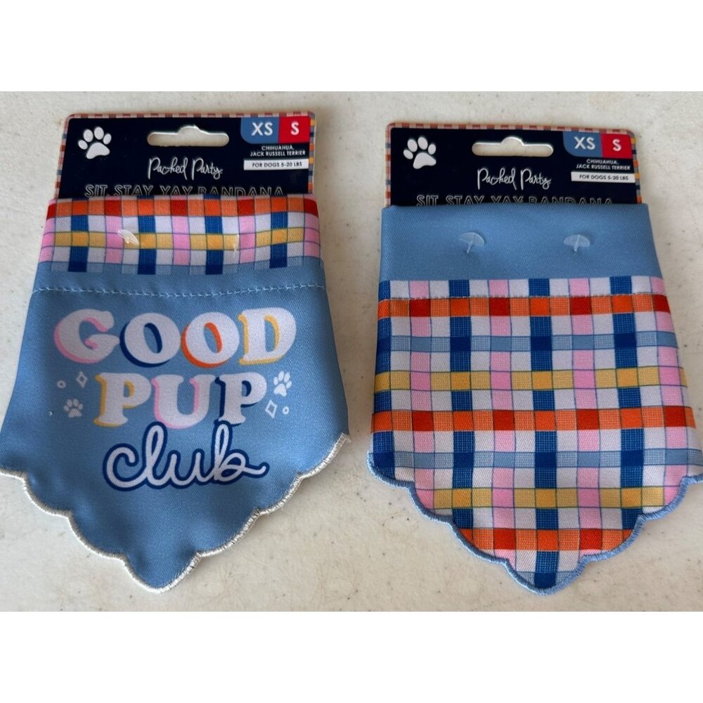 Set of 2 Packed Party Dog Bandanas Fits Sizes XS/S or 5-20 lbs. (New With Tags)